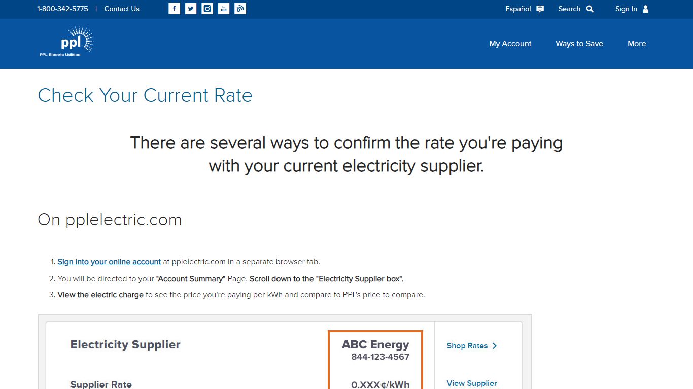 Check Your Current Rate - PPL Electric